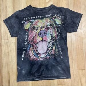 Dean Russo T-Shirt Small Dog Love Tie Dye Gray Tee Graphic Hippie